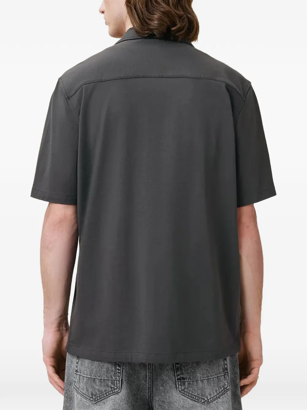 AllSaints Hudson overhemd met geborduurd logo en korte mouwen Grijs