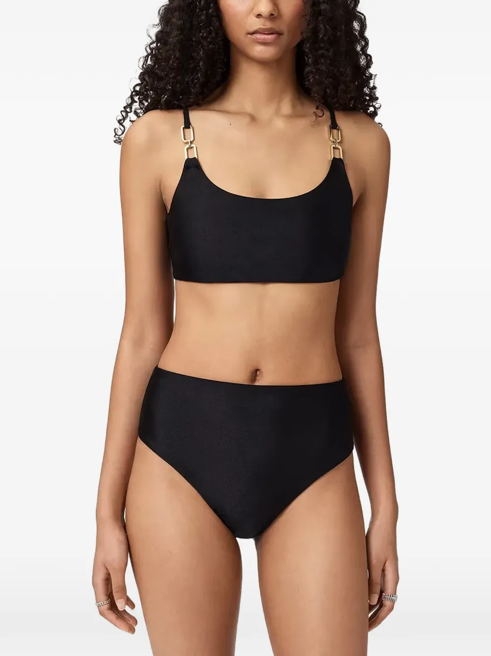 AllSaints Talaria chain-link high-waist bikini bottoms - Nero