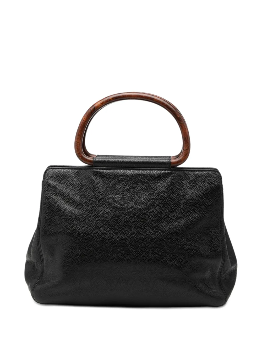 CHANEL Pre-Owned 1997-1999 CC Caviar Wood Top Handle Bag handbag - Nero