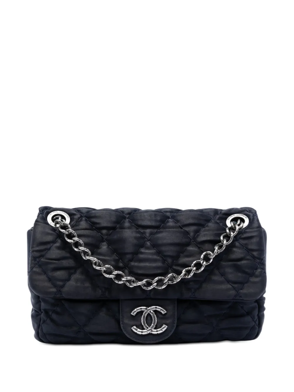 CHANEL Pre-Owned 2009-2010 Medium CC Quilted Satin Single Flap shoulder bag - Nero
