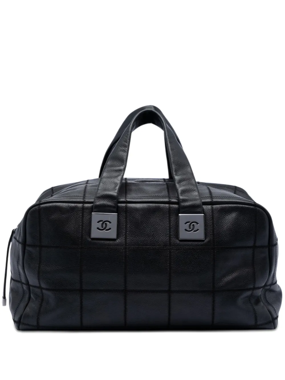 CHANEL Pre-Owned 2003-2004 CC Chocolate Bar Caviar Wild Stitch boston bag - Nero