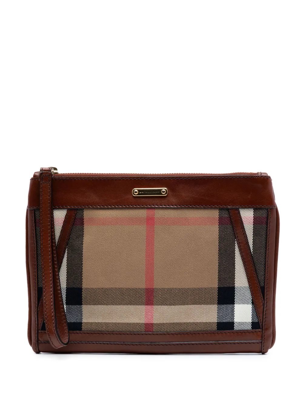 Burberry Pre-Owned 2000-2017 Exploded Check Canvas Wristlet clutch bag - Braun