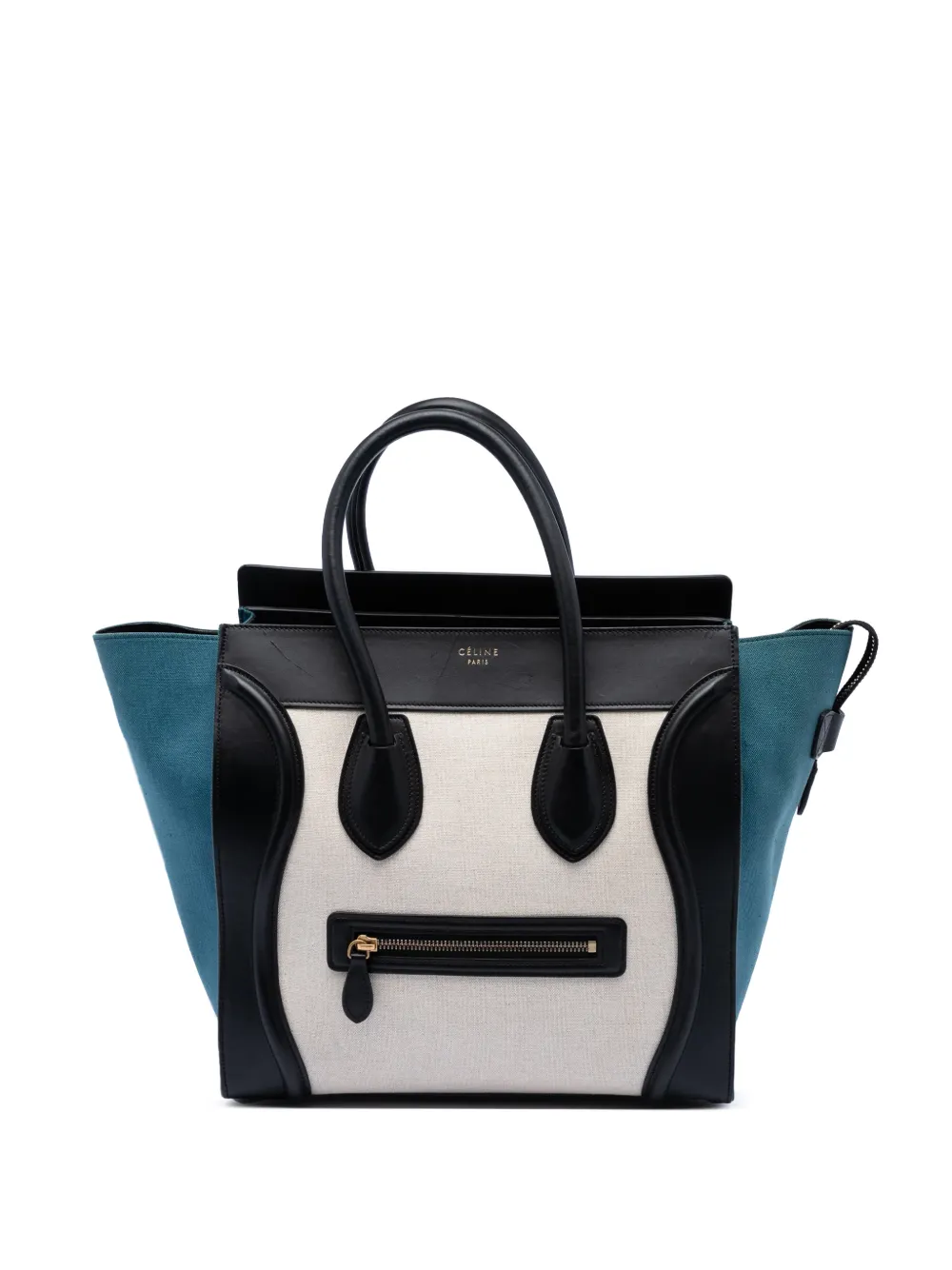 Celine Pre-Owned 2014 Mini Tricolor Canvas and Leather Luggage tote bag - Bianco