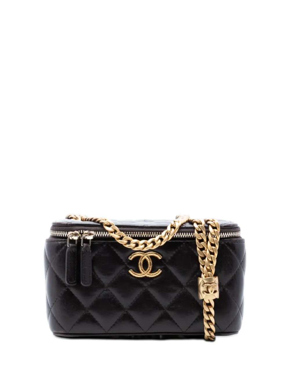 CHANEL Pre-Owned 2021-2025 Small Quilted Lambskin Pillow Crush Case with Chain vanity bag - Viola