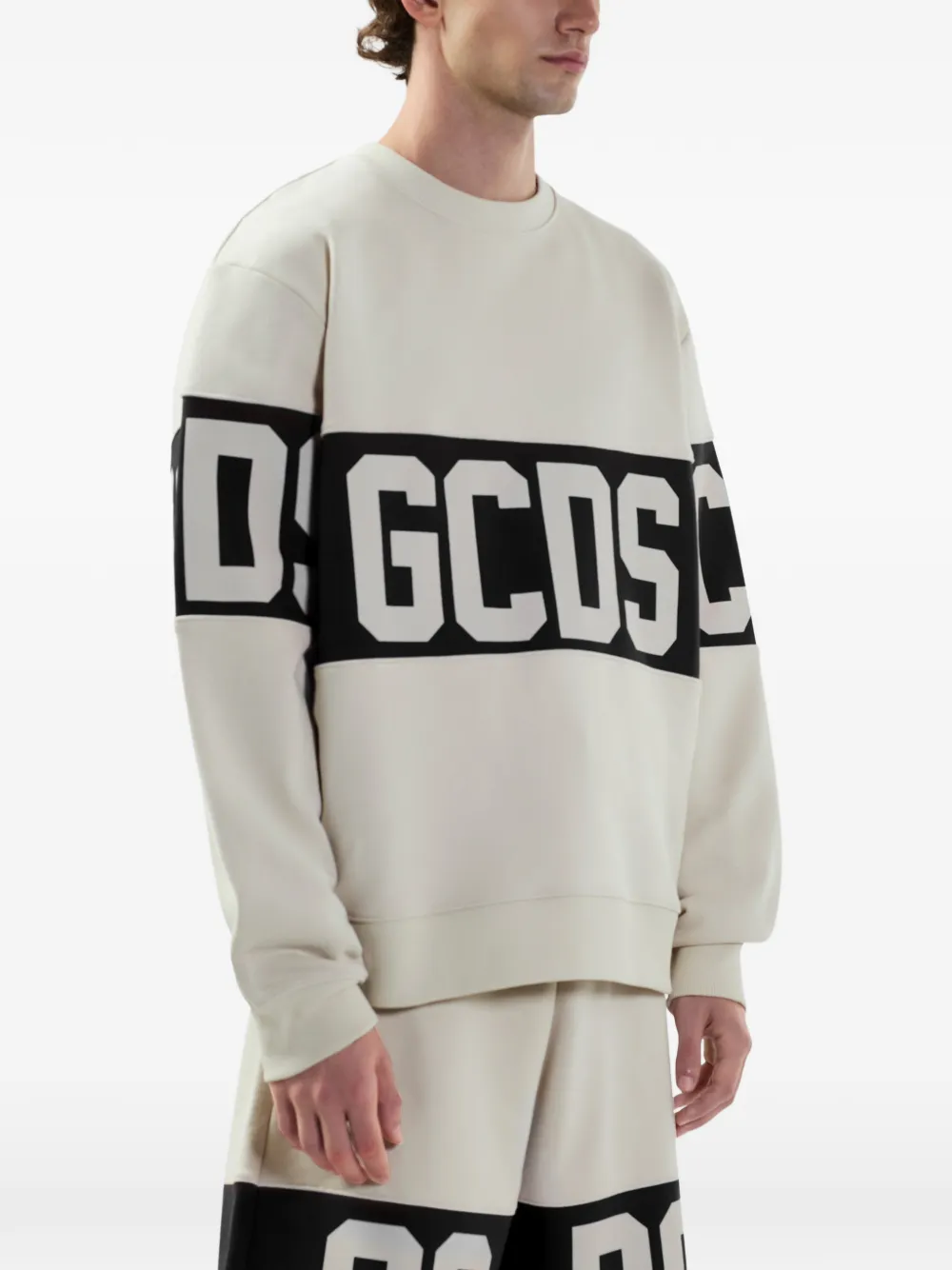 GCDS Sweater met logoband Wit