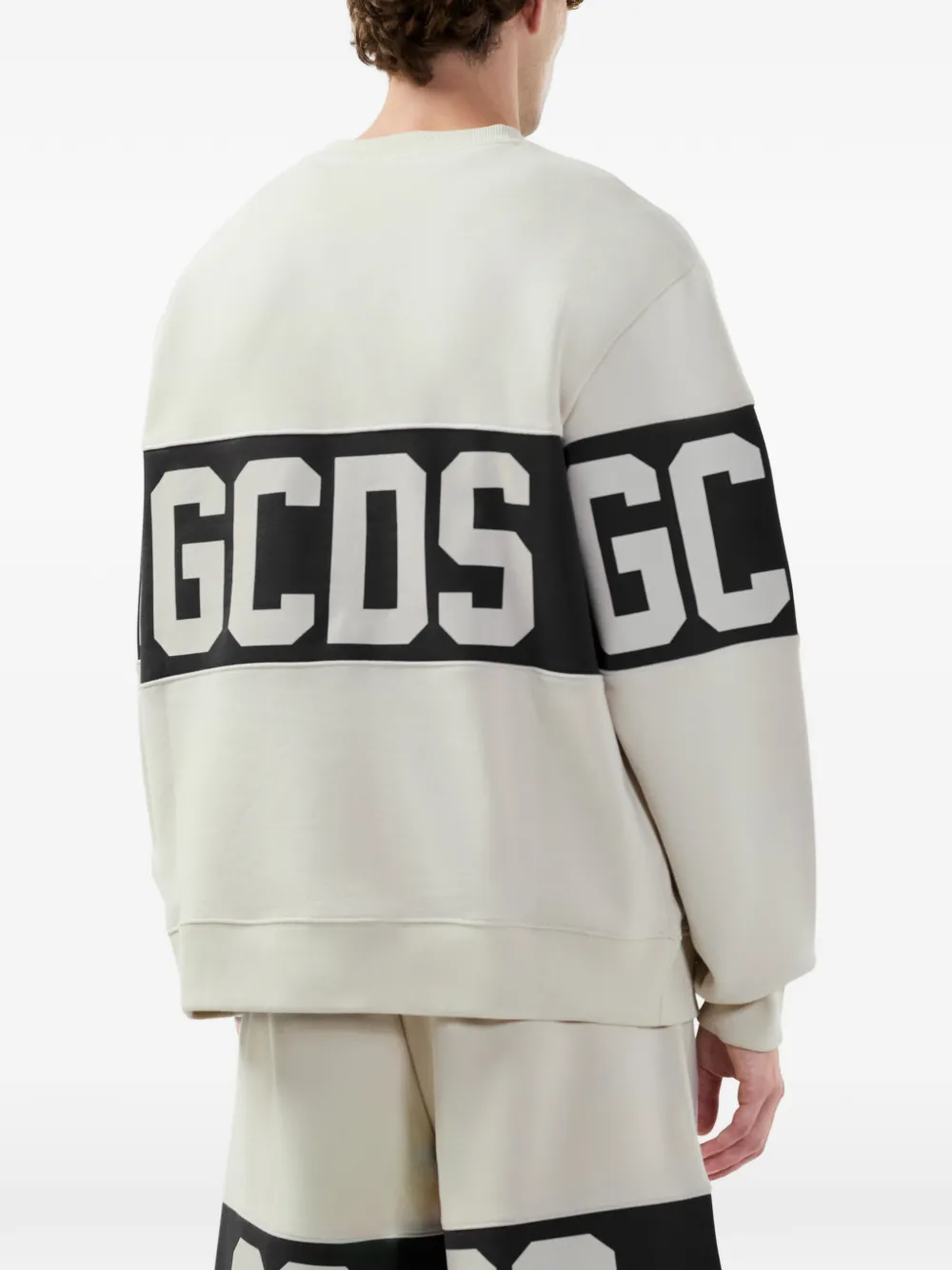 GCDS Sweater met logoband Wit
