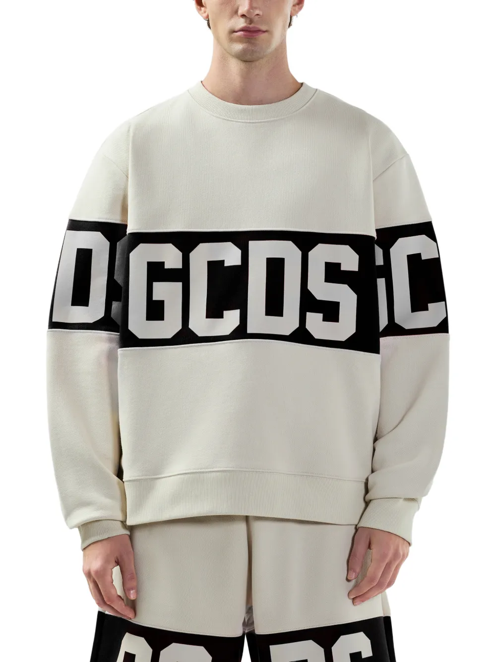 GCDS Sweater met logoband Wit