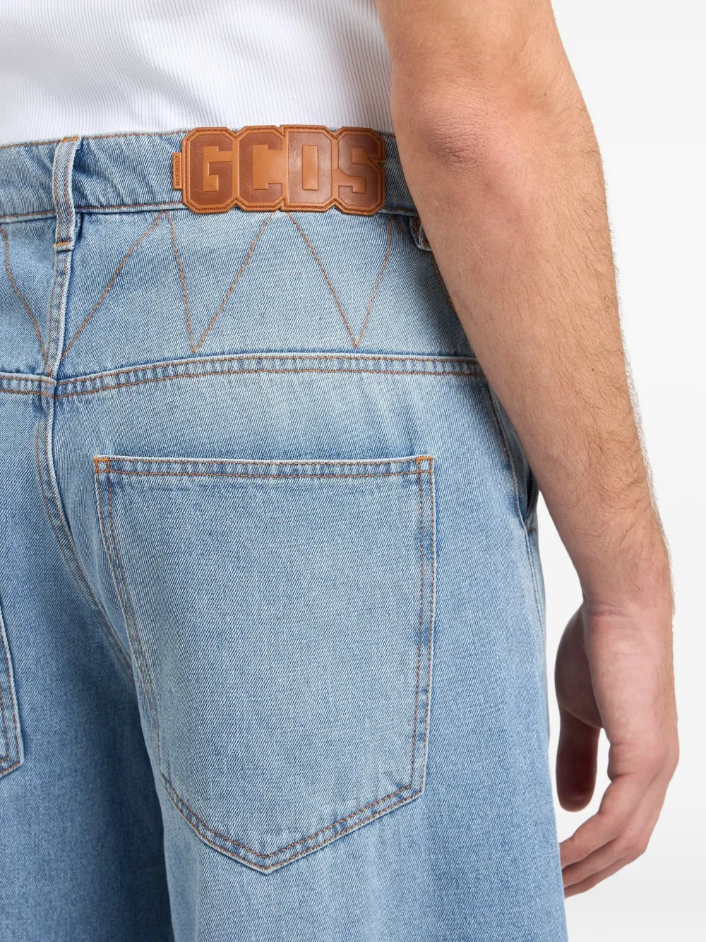 GCDS Jeans met wijde pijpen en stonewashed-effect Blauw