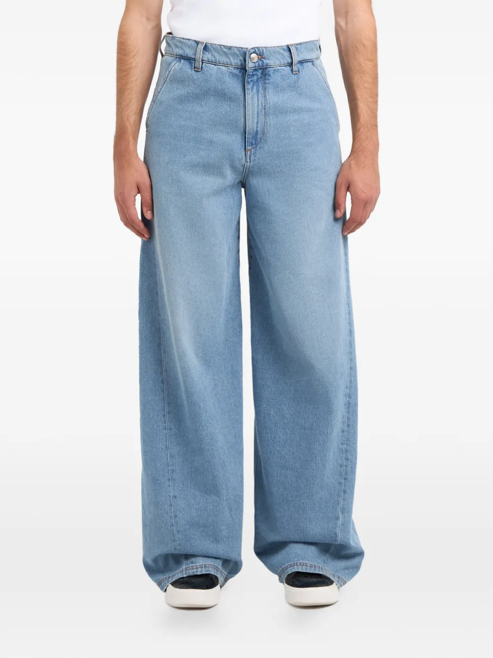 GCDS Jeans met wijde pijpen en stonewashed-effect Blauw
