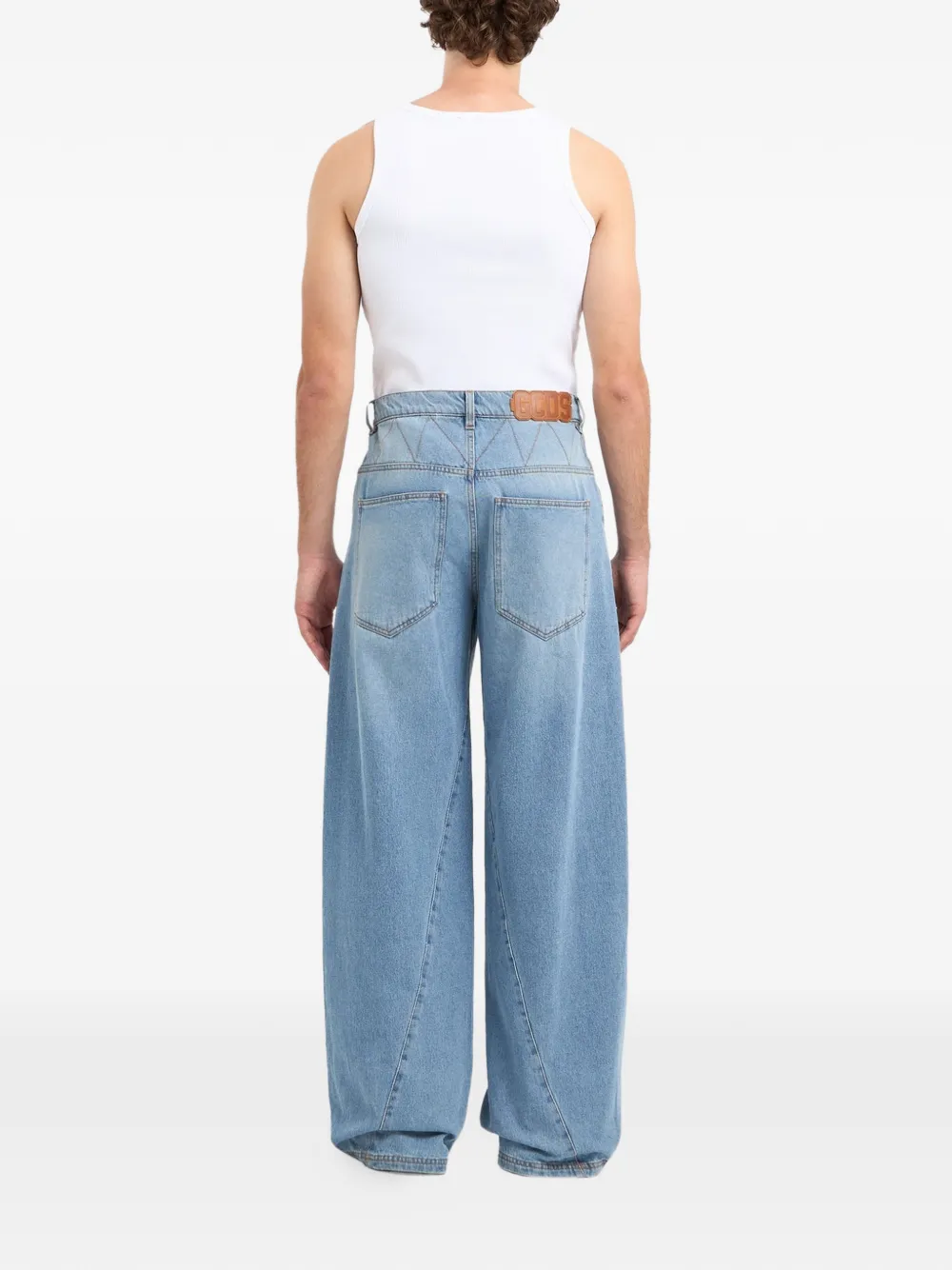 GCDS Jeans met wijde pijpen en stonewashed-effect Blauw