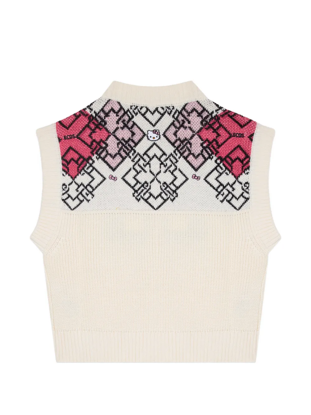 GCDS x Hello Kitty spencer met argyle patroon Wit