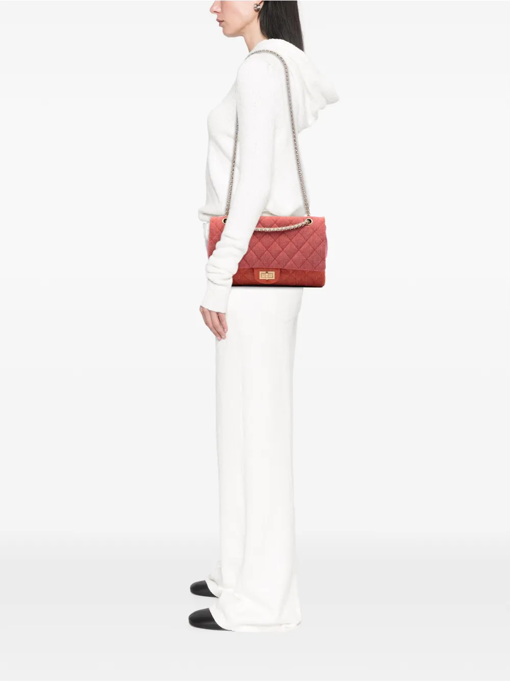  Chanel Pre-owned Bolso De Hombro Reissue 2.55 Double Flap 227 Vaquero Con Diseño Acolchado Tricolor 2009-2010 - Naranja 