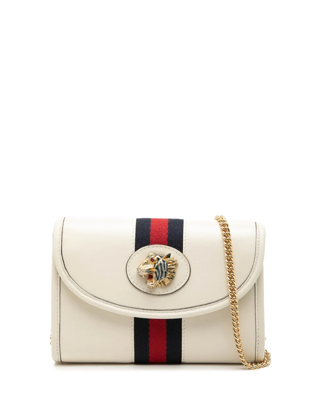 Gucci Pre-Owned 2016-2026 Mini Leather Rajah Web Chain crossbody bag - Bianco