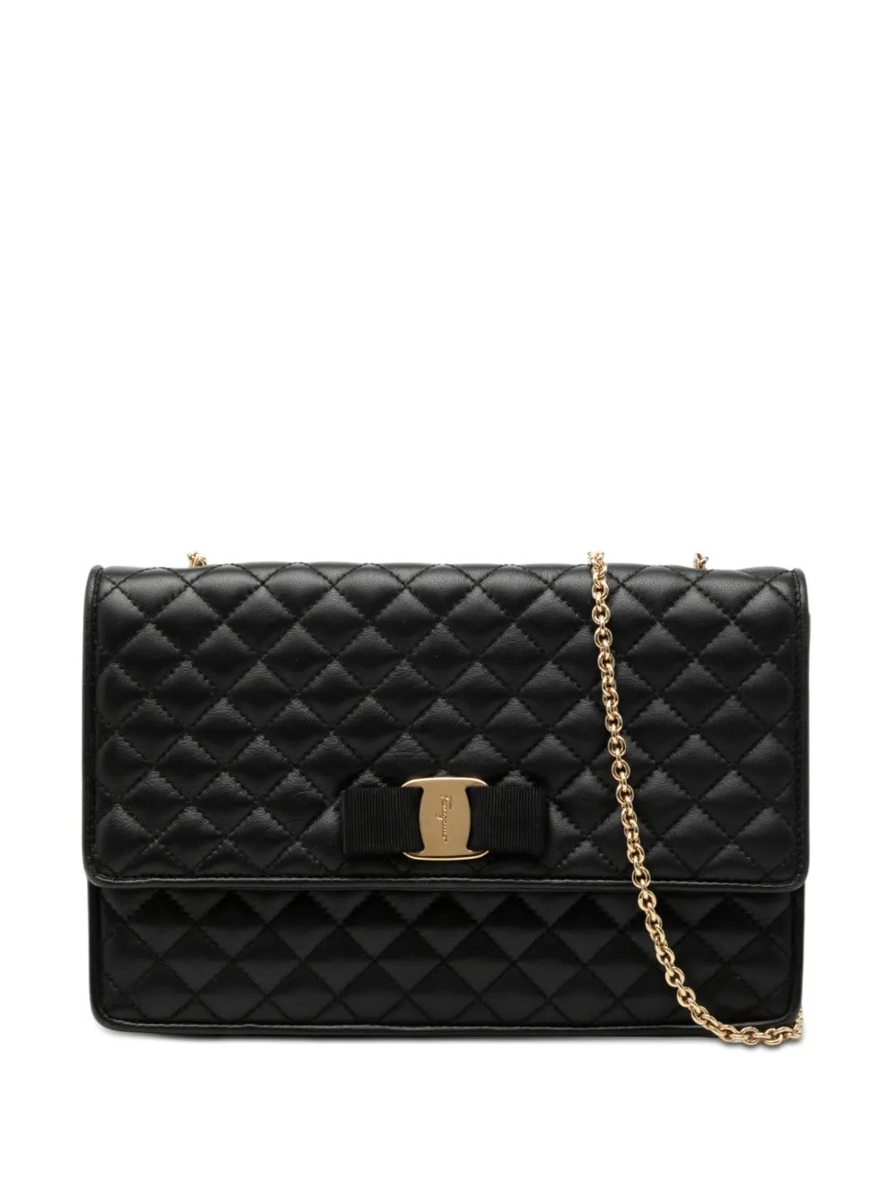 Ferragamo Pre-Owned 2010-2026 Medium Quilted Leather Vara Ginny Chain crossbody bag - Nero
