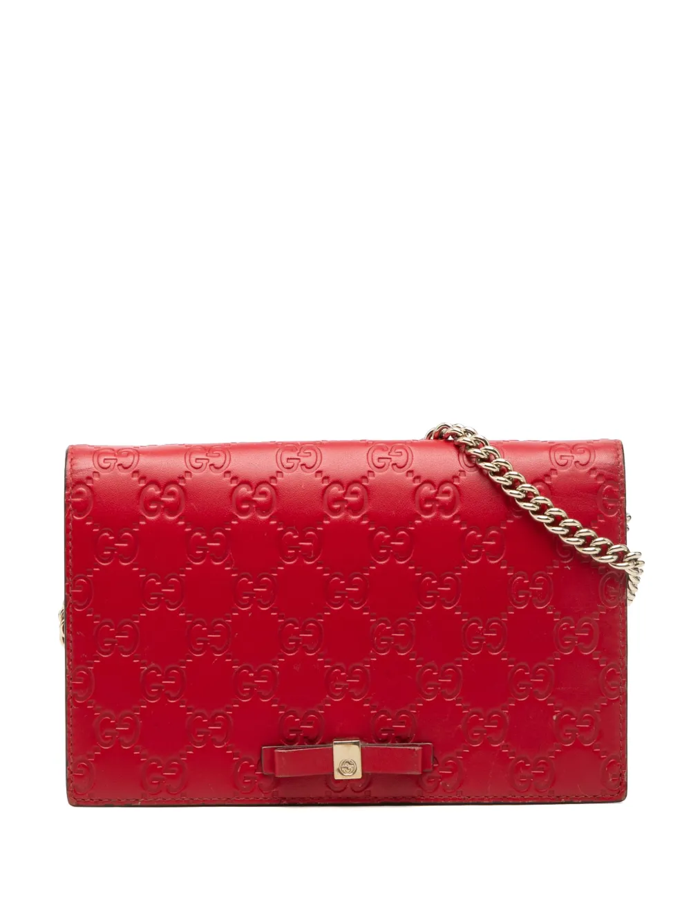 Gucci Pre-Owned 2000-2015 Mini Guccissima Bow Signature Wallet On Chain crossbody bag - Rosso