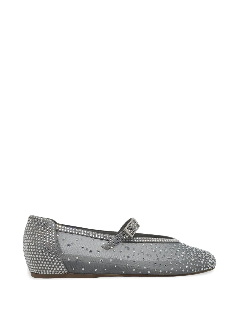 Le Silla Gilda crystal-embellished mesh ballet flats - Grigio