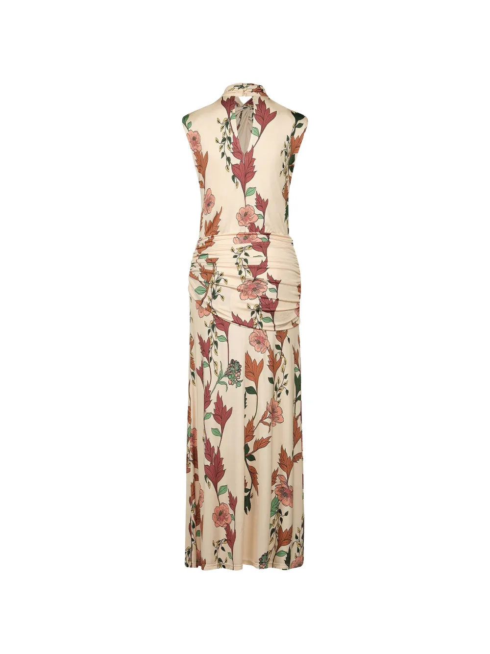 Johanna Ortiz Hibiscus Compass maxi-jurk met ruches Beige