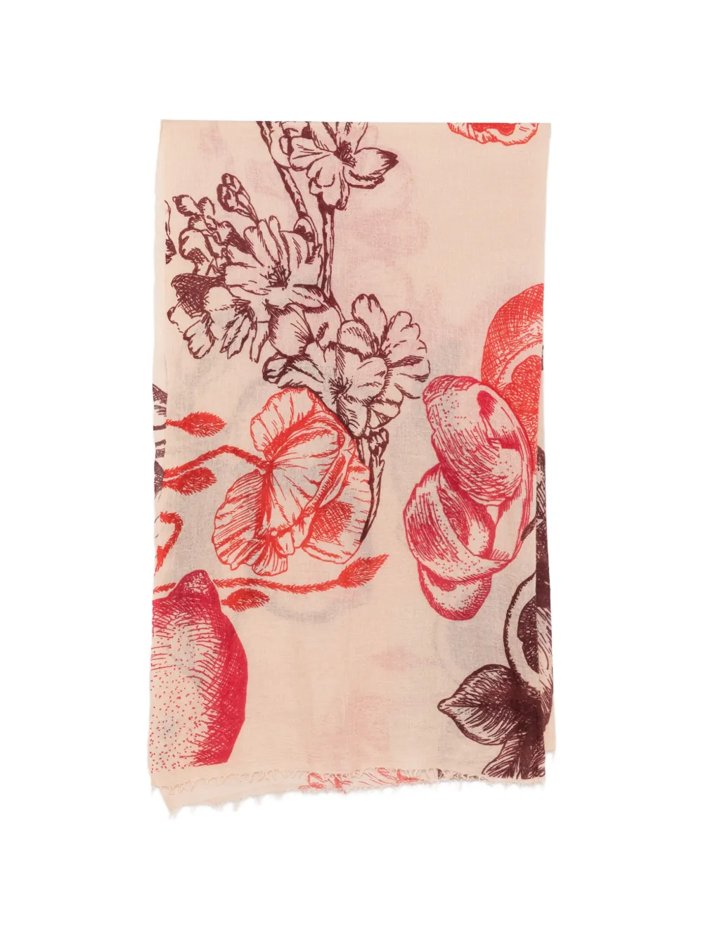 MOULETA floral-print frayed scarf - Nude