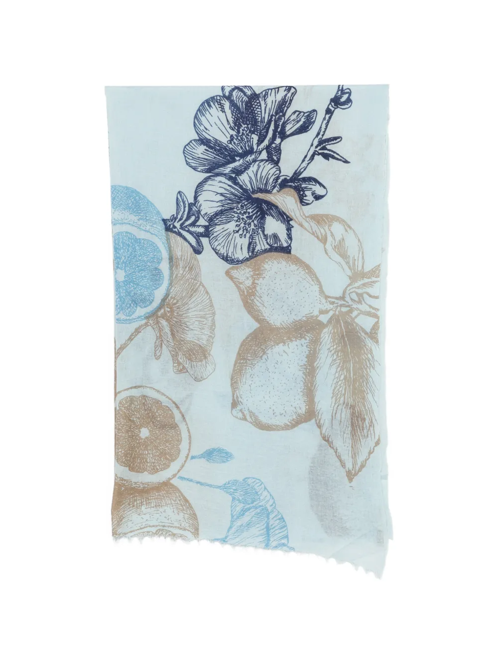 MOULETA fruit-print frayed scarf - Blau