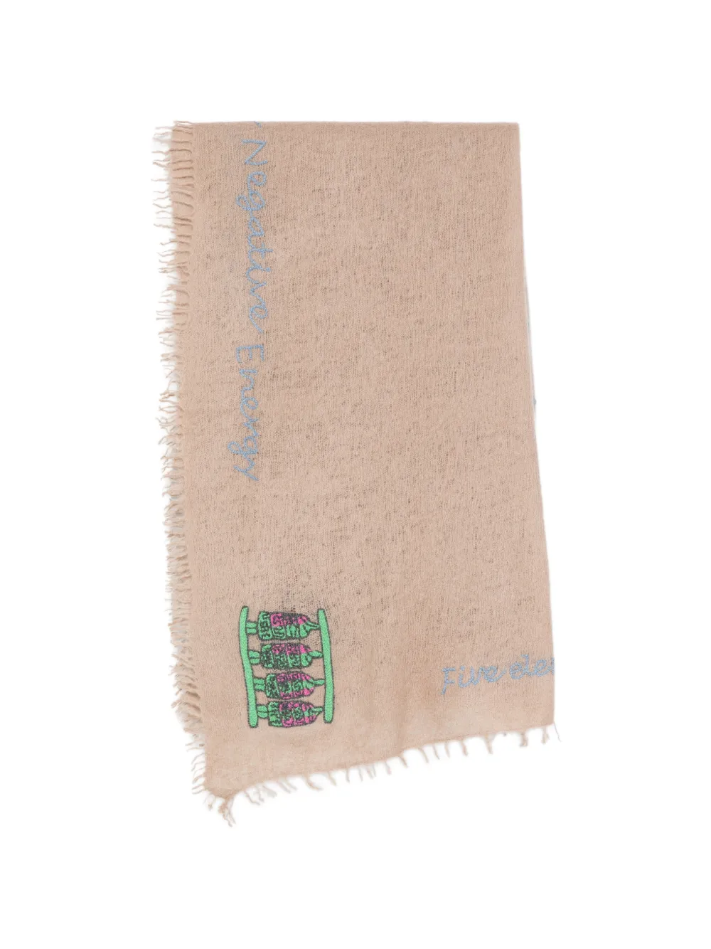 MOULETA embroidered frayed-edge scarf - Marrone