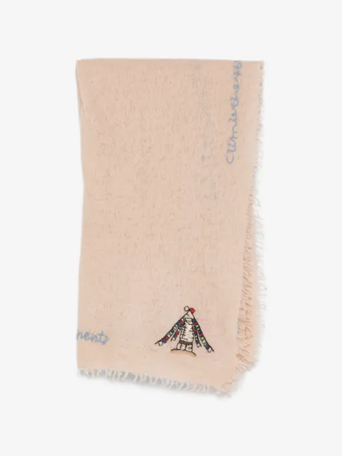 MOULETA embroidered frayed scarf