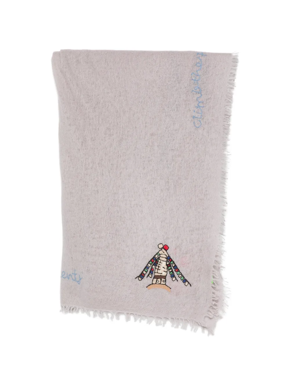 MOULETA embroidered frayed scarf - Grigio