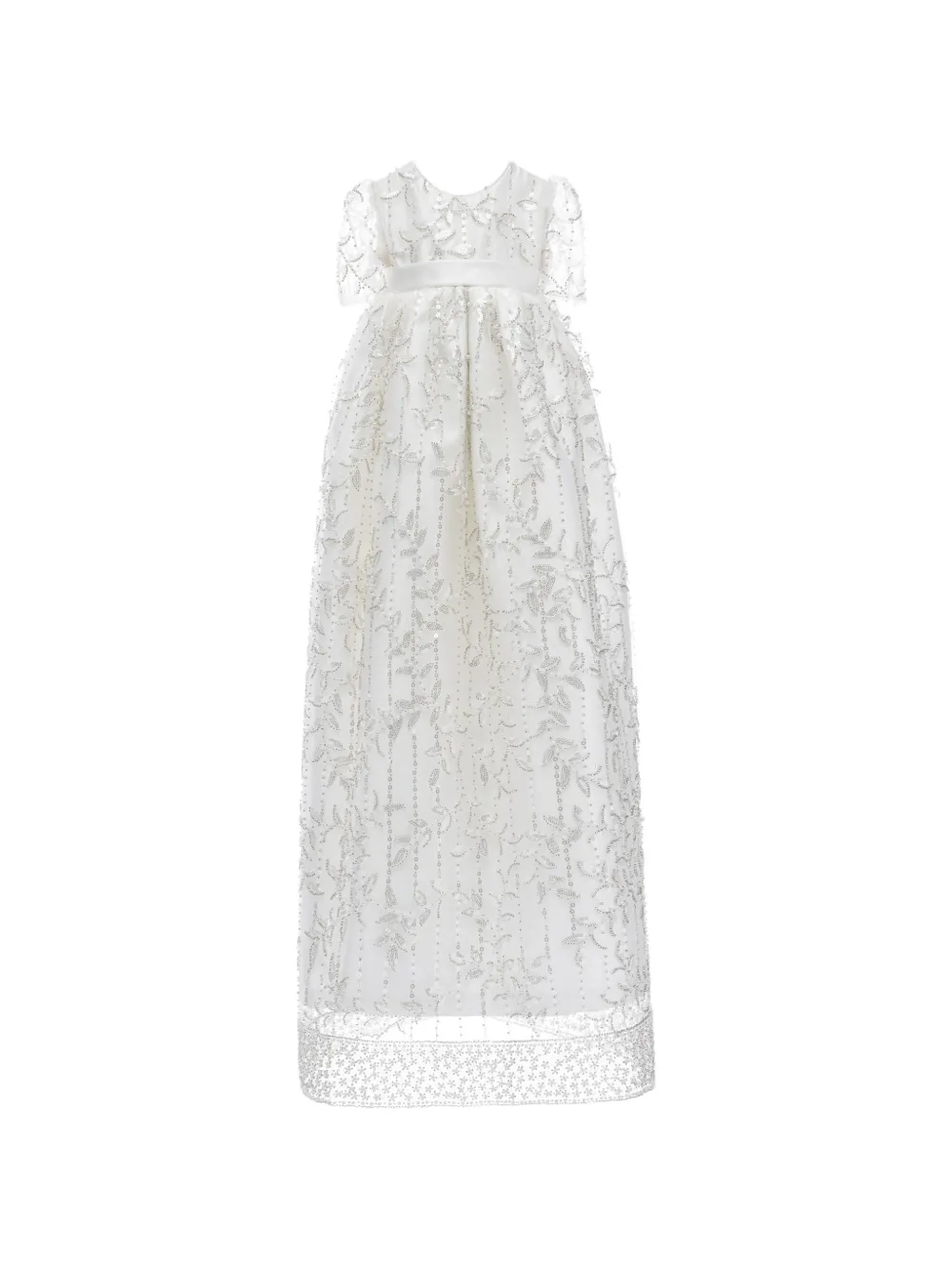 Tulleen embroidered sequin-embellished bonnet and christening dress set - Bianco