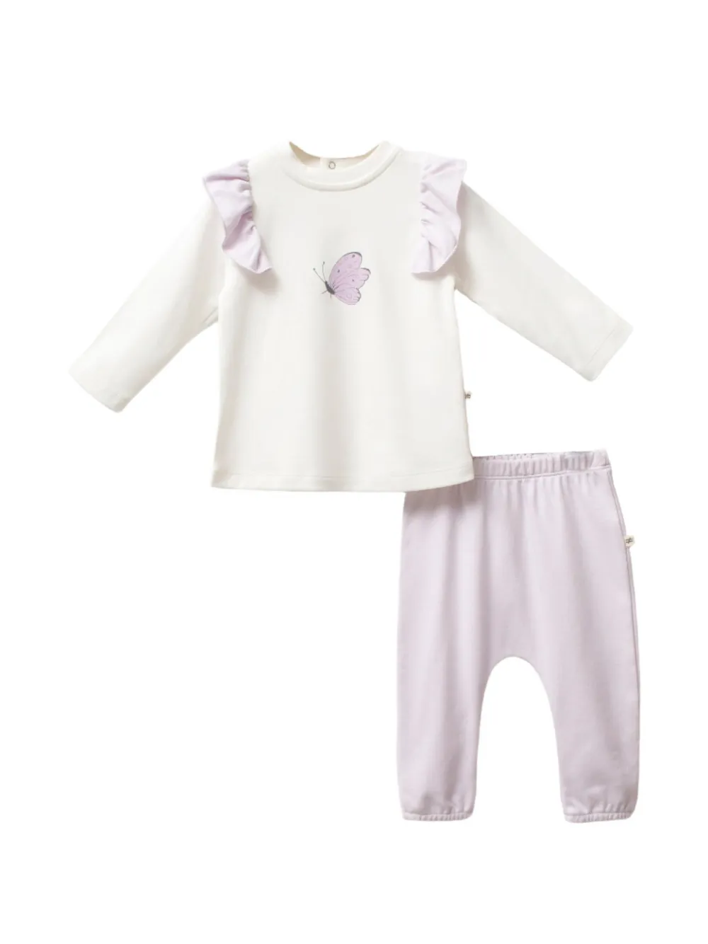 moi noi butterfly-print ruffled outfit set - Violett
