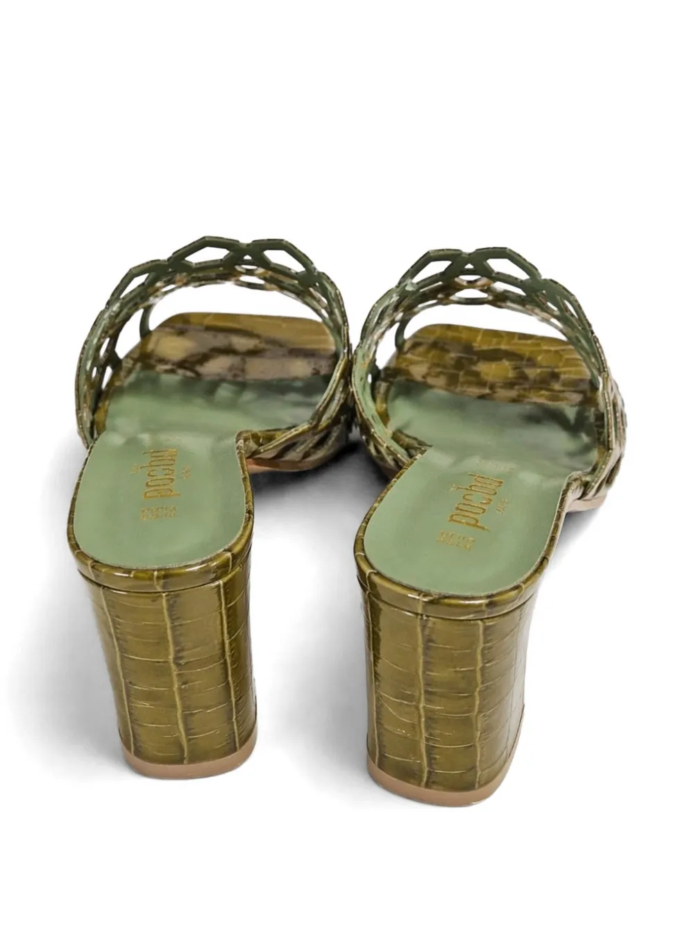 Poche Paris Sandalen met krokodillen-reliëf Groen