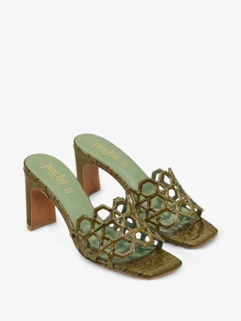 Poche Paris croc-effect cage-style sandals
