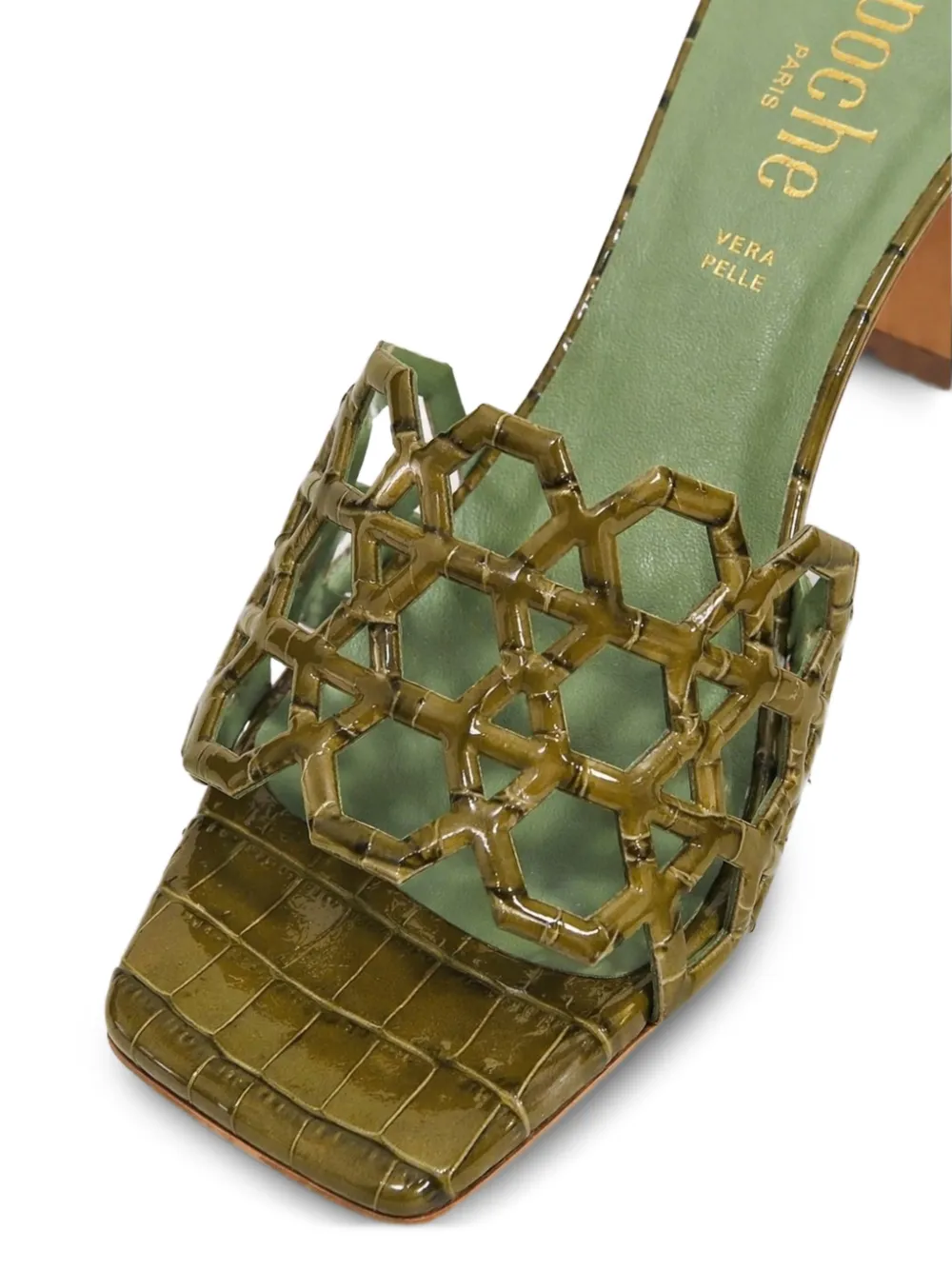 Poche Paris Sandalen met krokodillen-reliëf Groen
