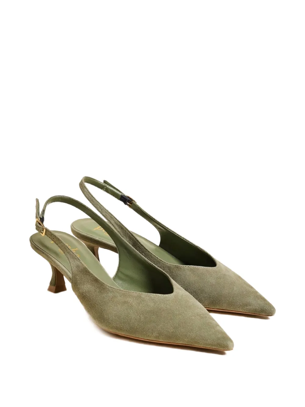 Poche Paris Slingback pumps met puntige neus Groen