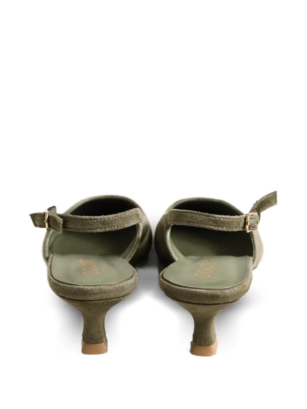 Poche Paris Slingback pumps met puntige neus Groen