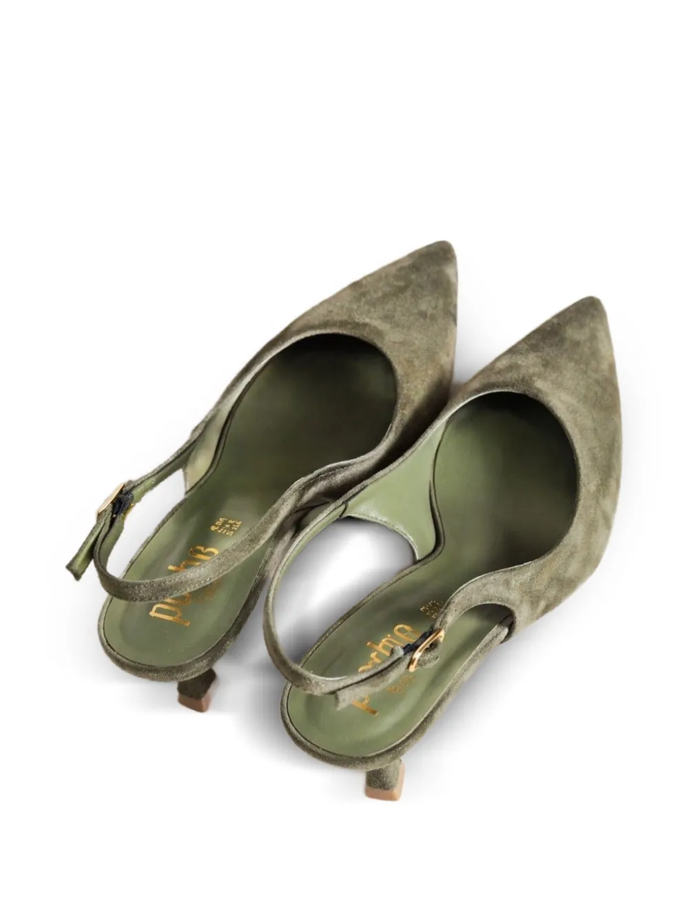 Poche Paris Slingback pumps met puntige neus Groen