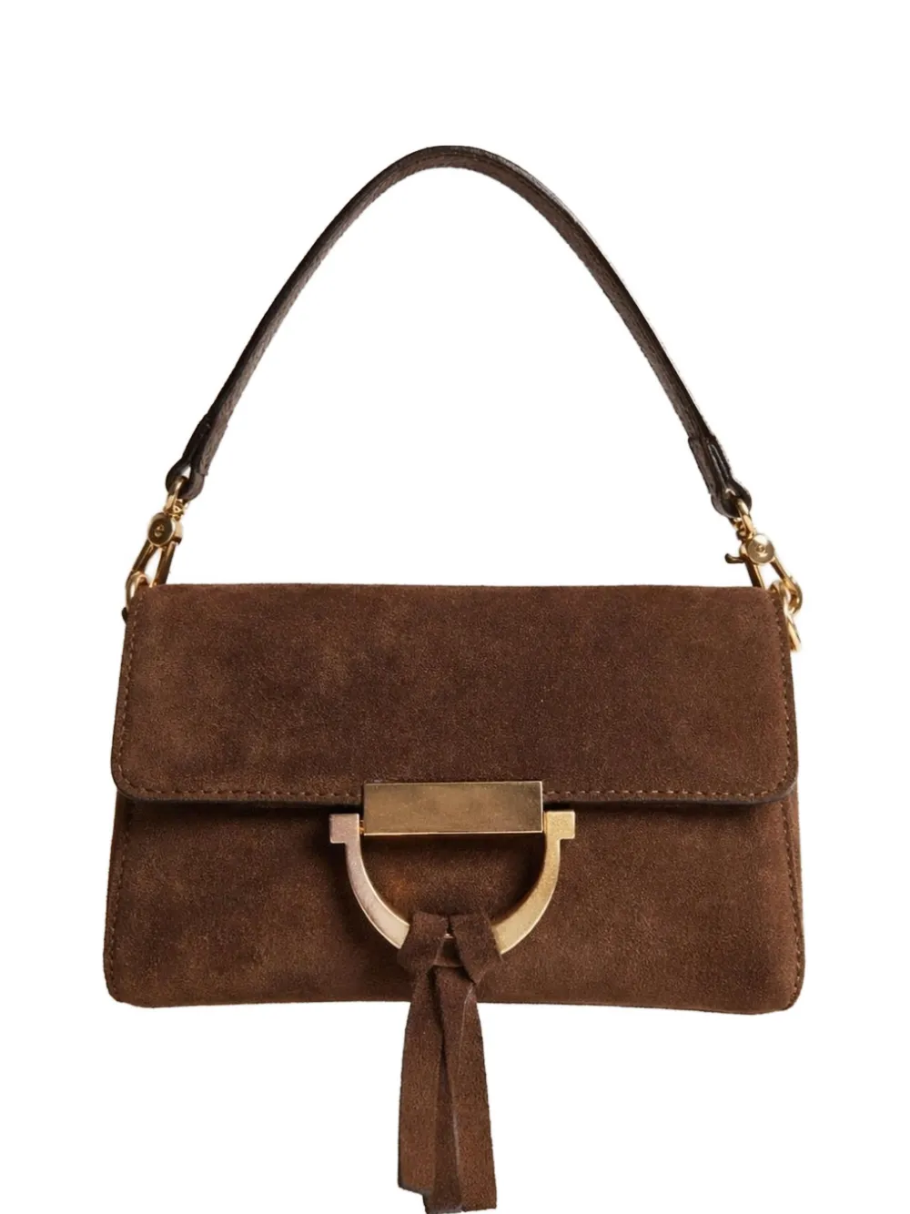 Poche Paris suede tassel-detail shoulder bag - Marrone