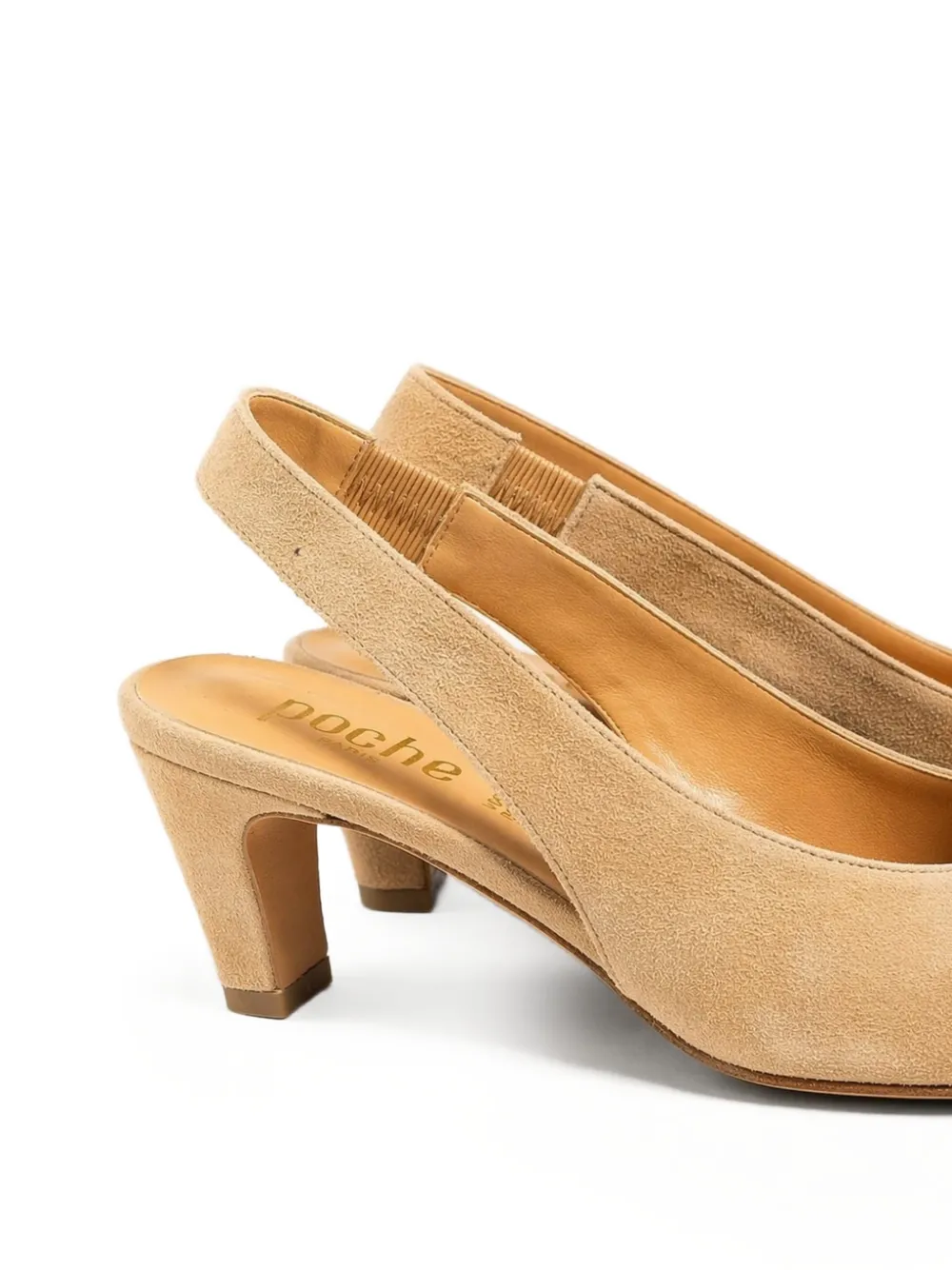 Poche Paris Slingback pumps met vierkante neus Beige