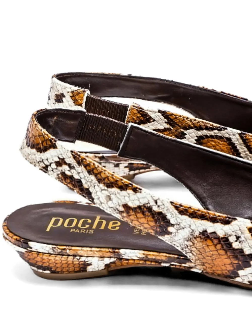 Poche Paris Pumps met slangenleer-effect Bruin