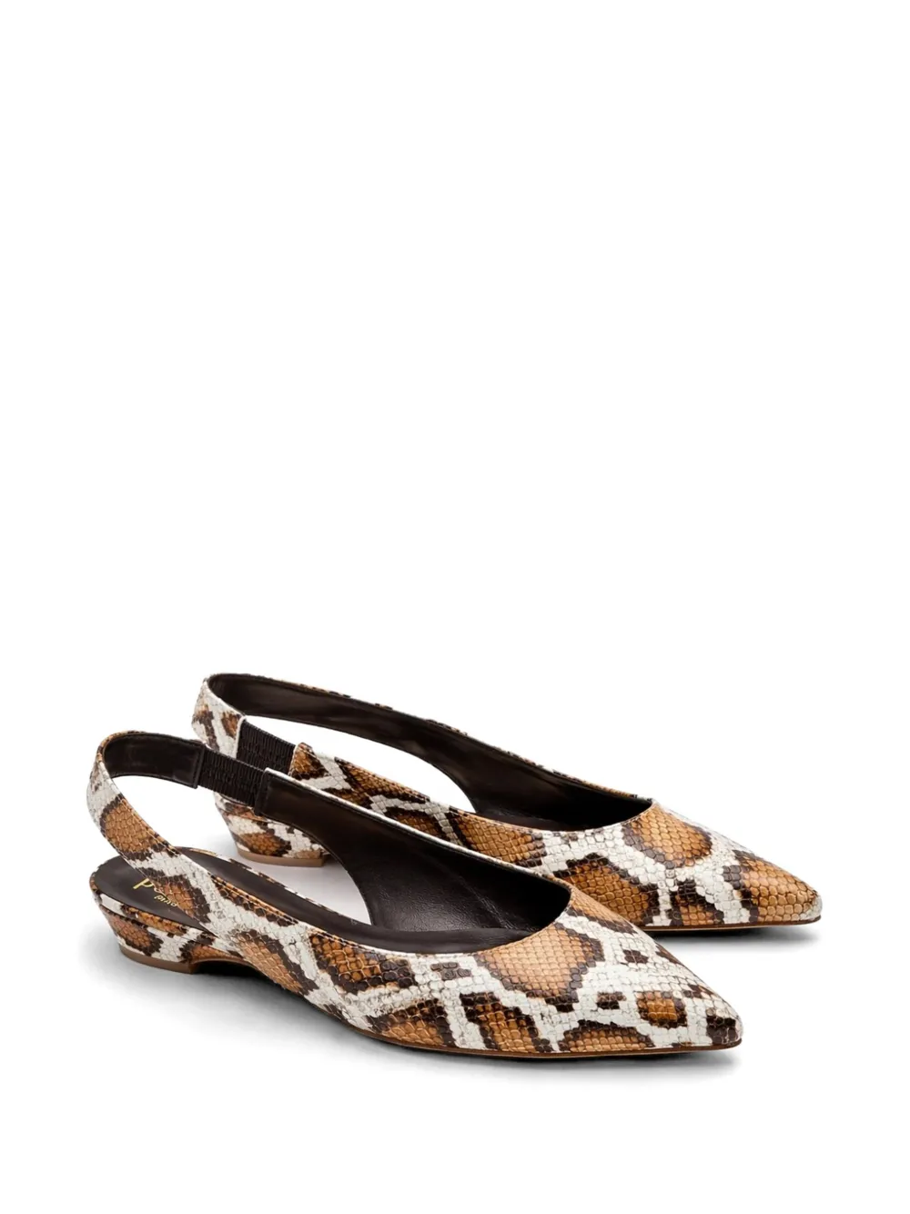 Poche Paris Pumps met slangenleer-effect Bruin