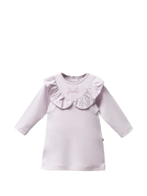 moi noi ruffled-collar embroidered-butterfly T-shirt