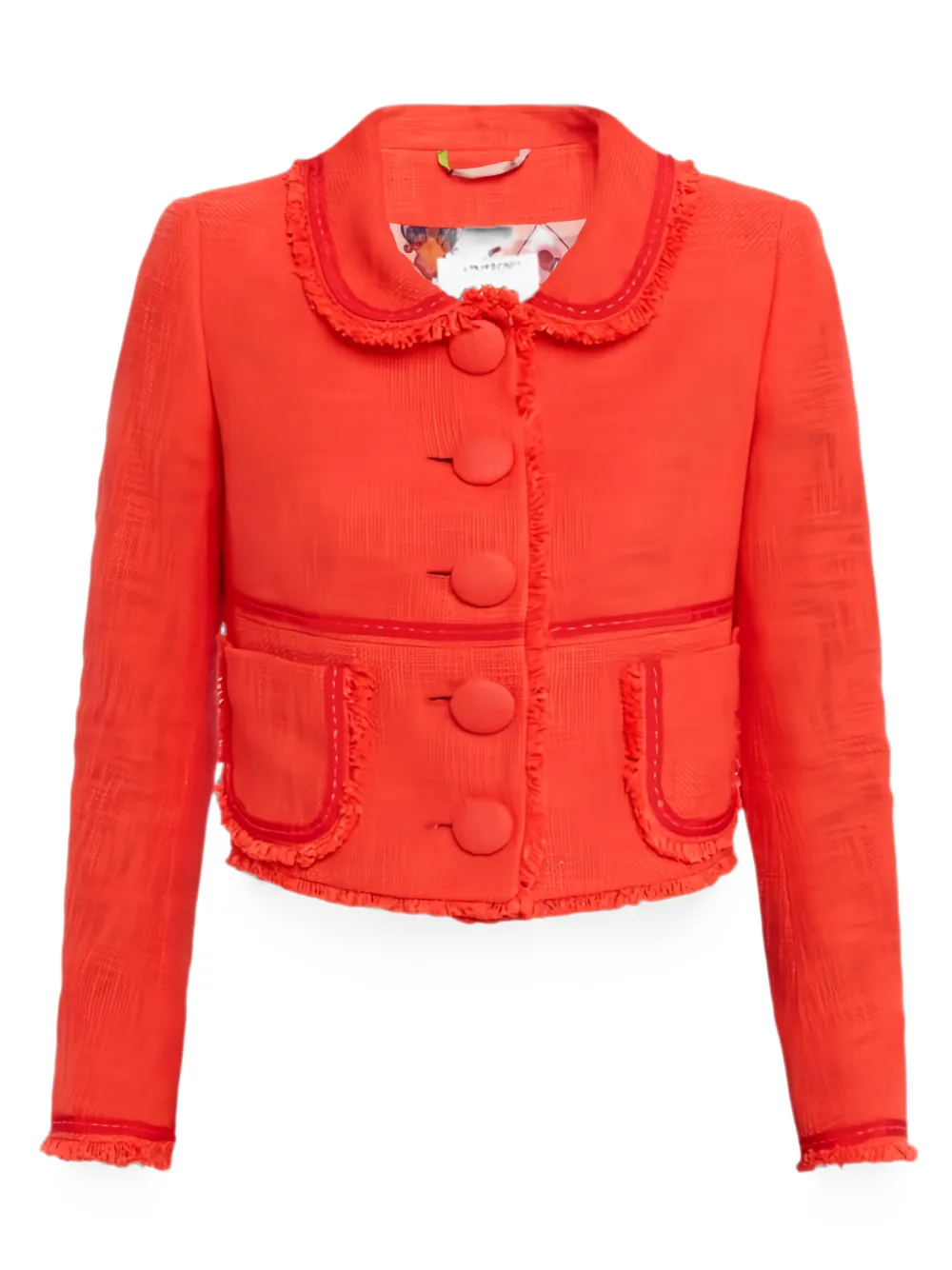  Maison Common Fringed Bouclé Tweed Jacket - Rojo 