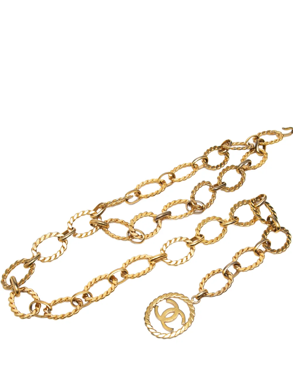 CHANEL Pre-Owned 1980-1990 Gold Plated CC Logo Chain belt - Oro