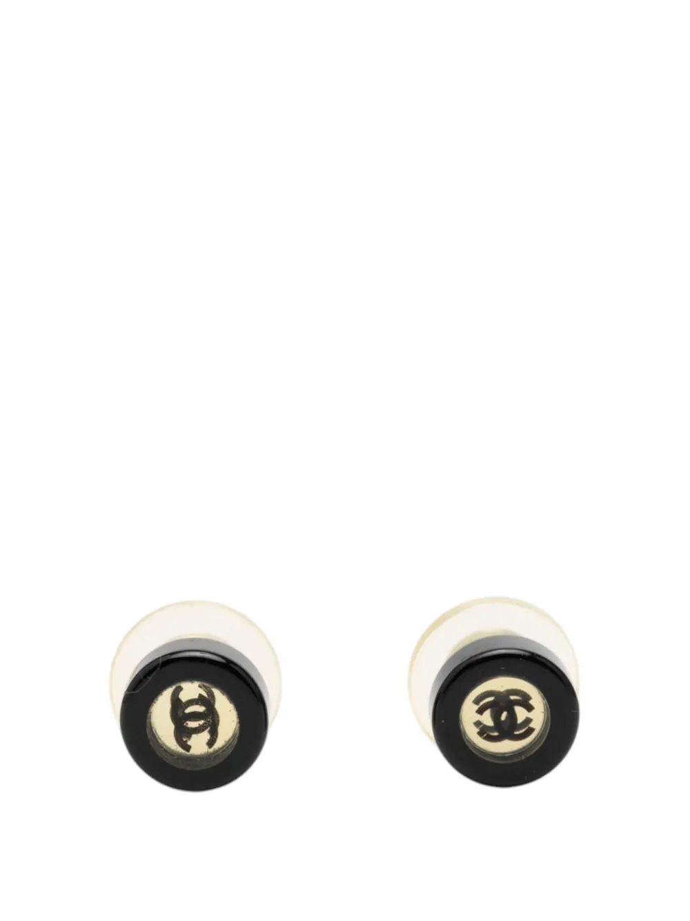 CHANEL Pre-Owned 2001 CC Brass and Resin Round Push Back Earrings costume earrings - Gold