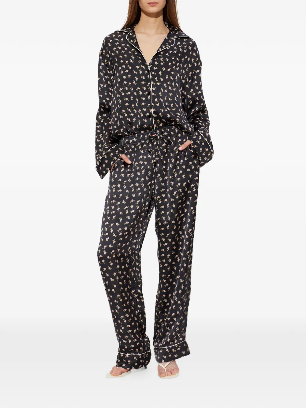 Diesel Set-Maggie-D-Core pyjama met bloemenprint Zwart