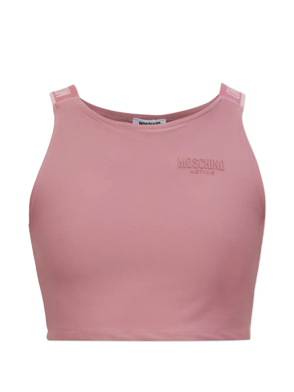 Moschino logo-embossed cropped top - Rosa