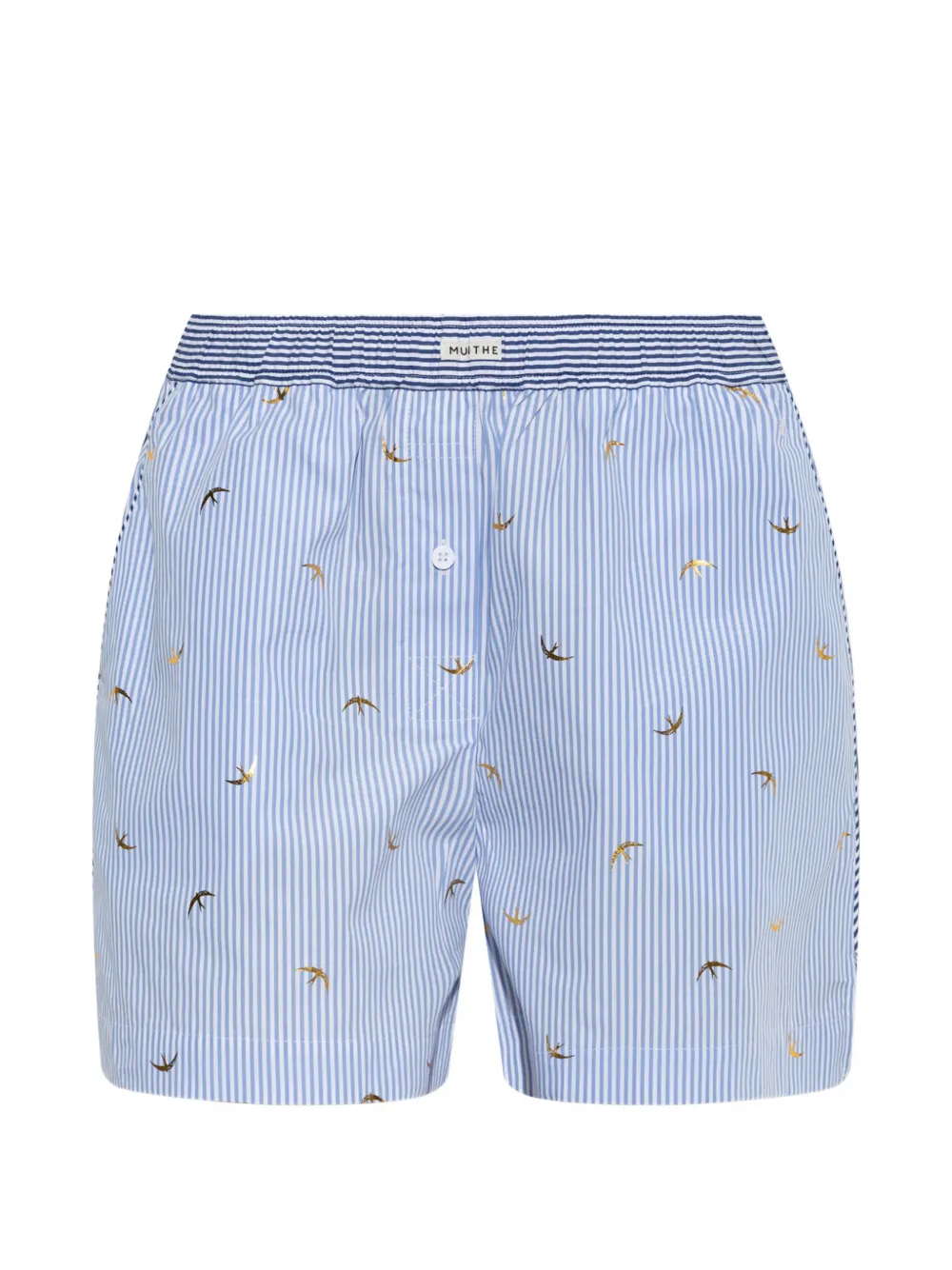 MUNTHE Binyamin striped-pattern bird-print shorts - Blu
