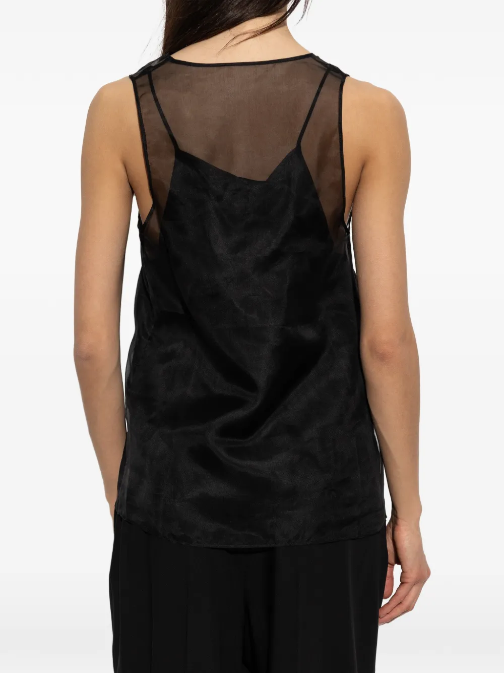 AMI Paris Zijden top met V-hals Zwart