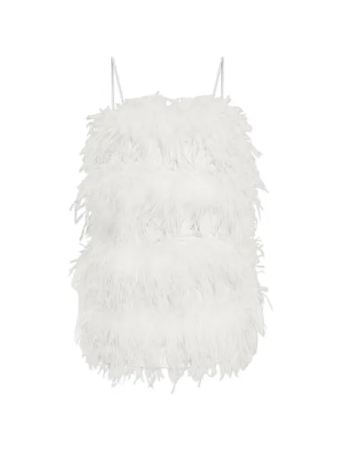 Oséree feather-embellished satin mini dress