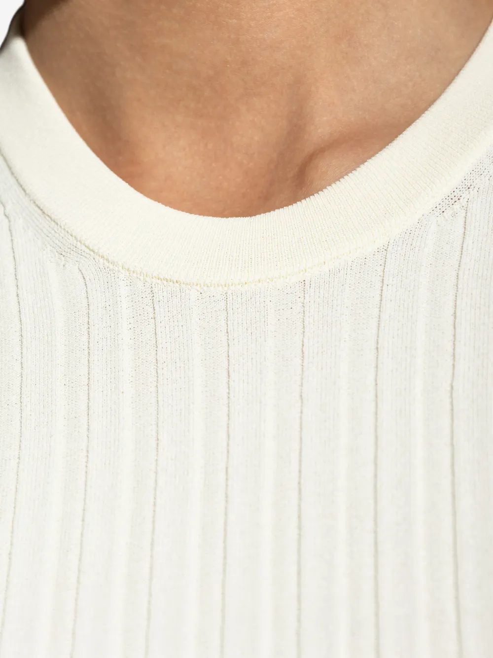 AMI Paris Ribgebreid T-shirt Beige