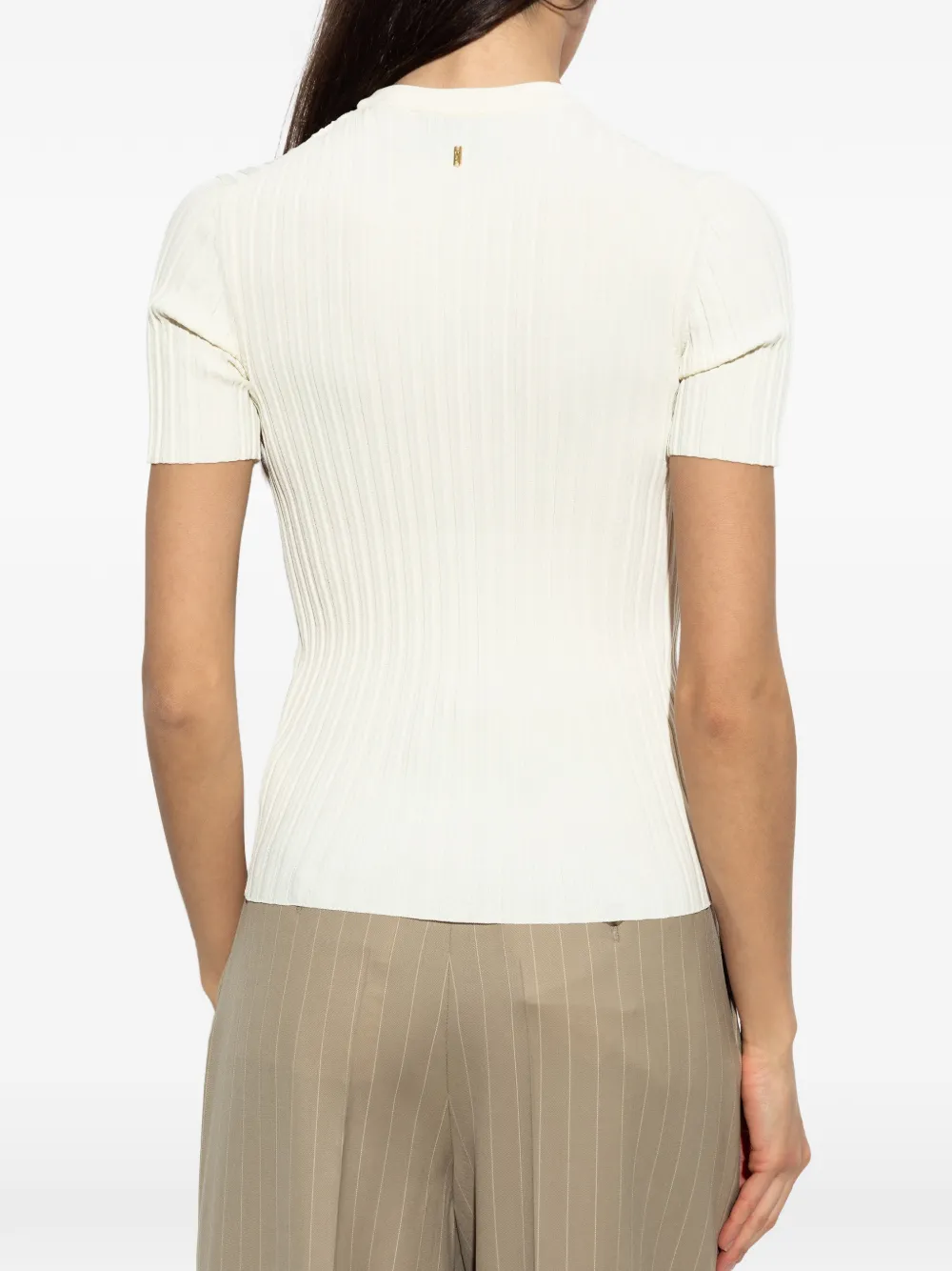 AMI Paris Ribgebreid T-shirt Beige