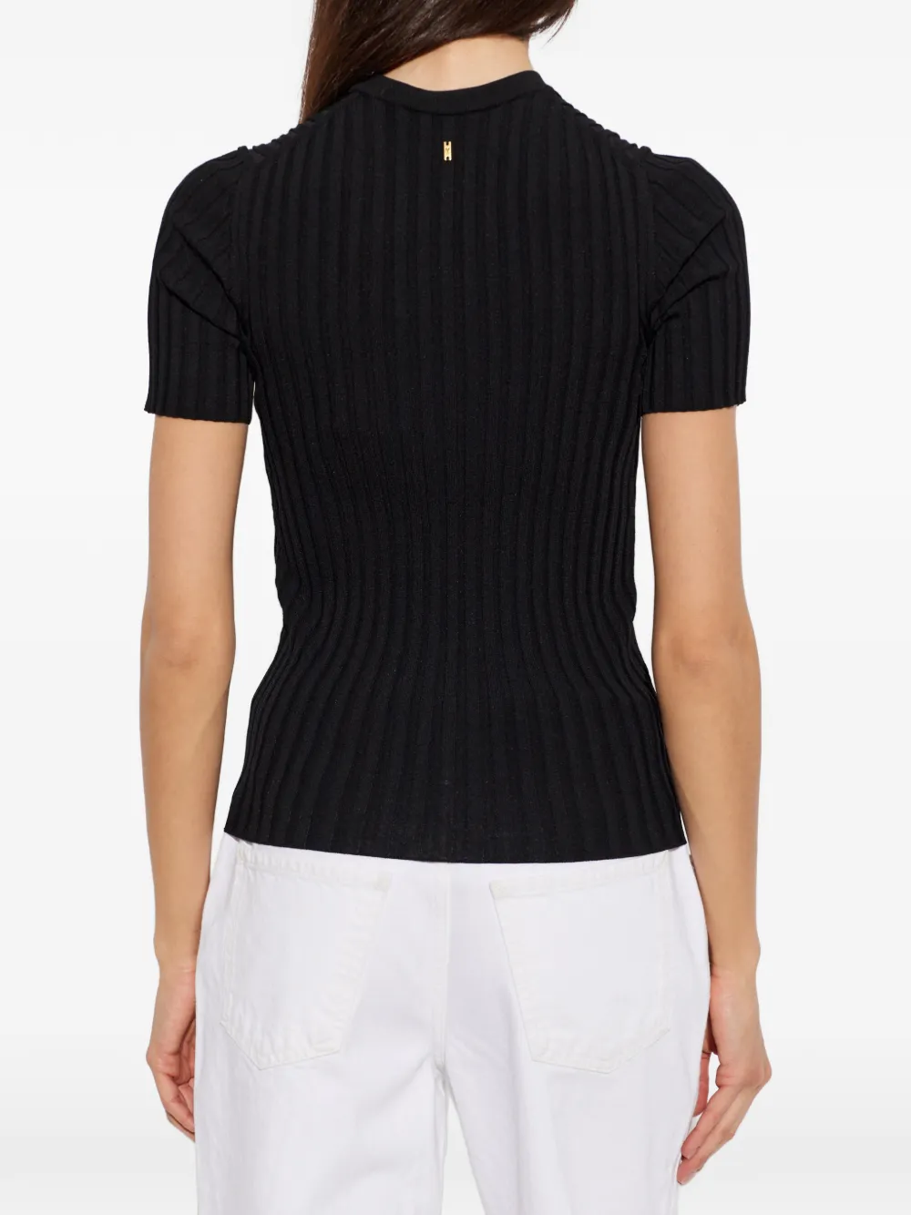 AMI Paris Ribgebreid T-shirt Zwart